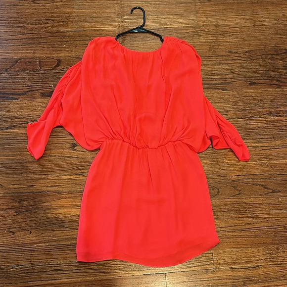 Parker Ruched Sleeve Red Dress - Picture 9 of 11